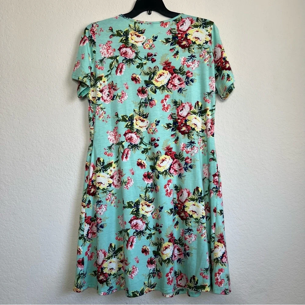Women's Size XL Short Sleeve Pleated‎ Casual Shirt Floral Dress NWOT - Picture 5 of 13